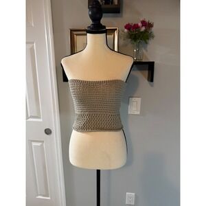 Cotton On Womens Small Crochet Tube Top Coastal Boho Knit Strapless Crop Tops